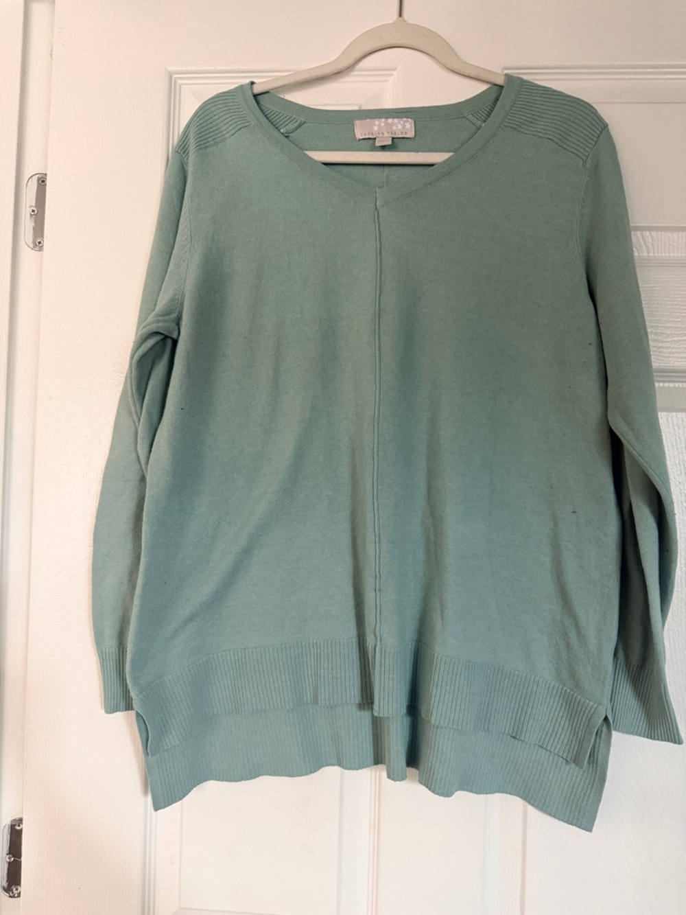 Carolyn Taylor Mint V-Neck Pullover Sweater